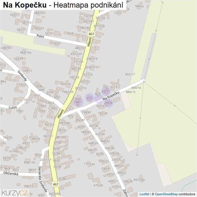 Mapa Na Kopečku - Firmy v ulici.
