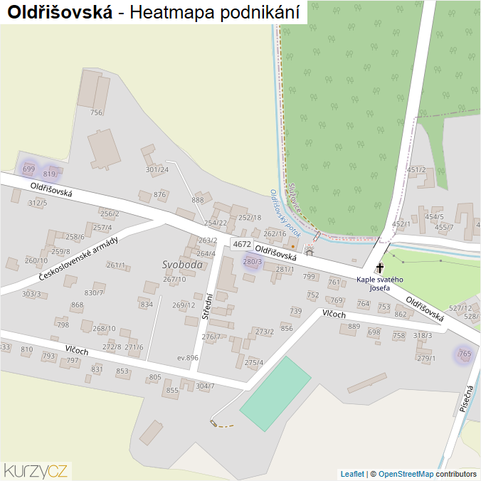 Mapa Oldřišovská - Firmy v ulici.