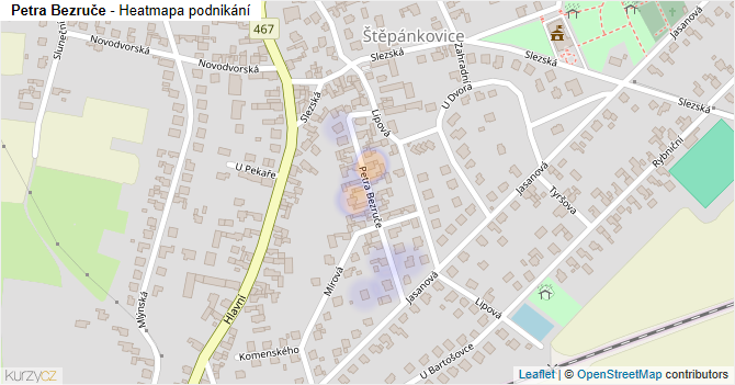 Petra Bezruče - mapa podnikání