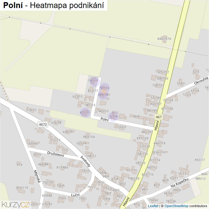 Mapa Polní - Firmy v ulici.