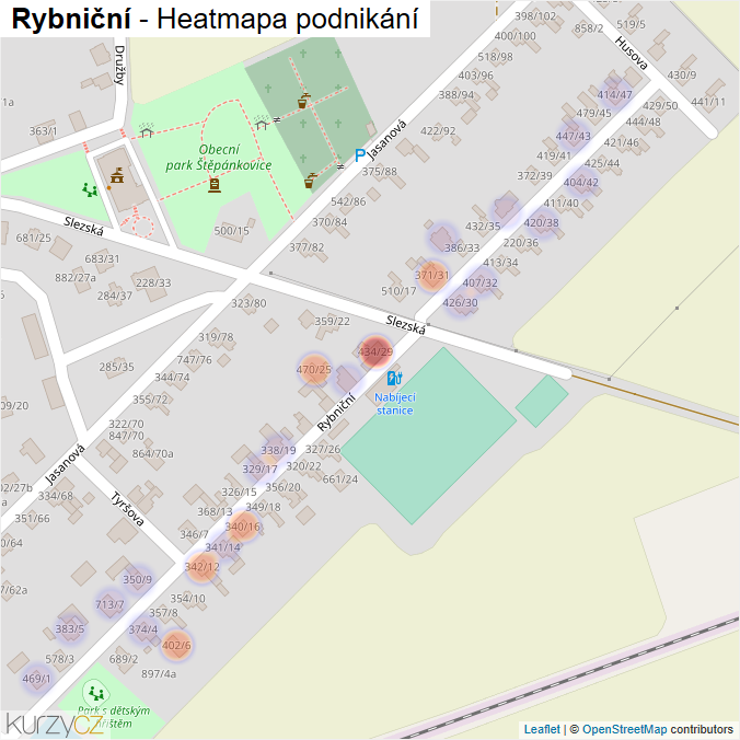 Mapa Rybniční - Firmy v ulici.