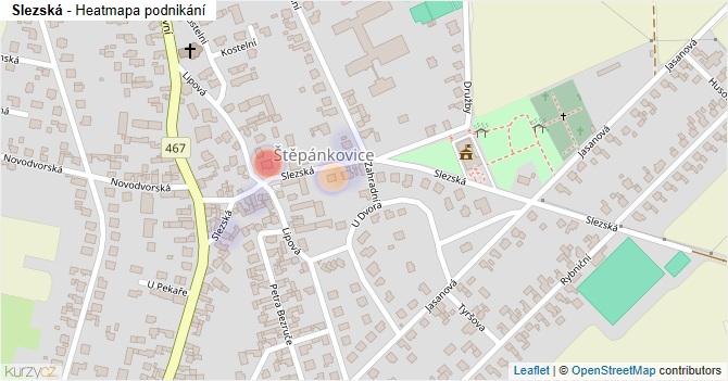 Slezská - mapa podnikání