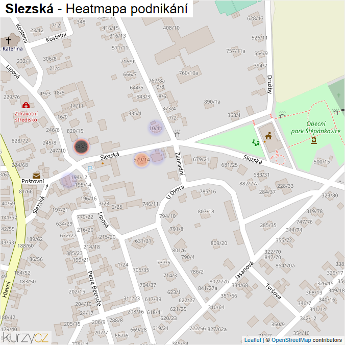 Mapa Slezská - Firmy v ulici.
