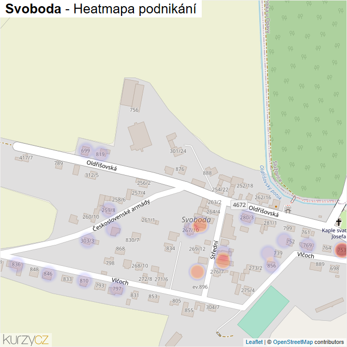 Mapa Svoboda - Firmy v části obce.