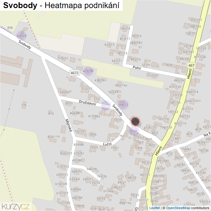 Mapa Svobody - Firmy v ulici.