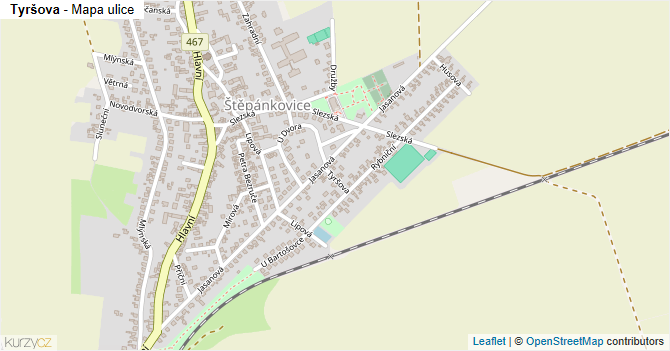 Tyršova - mapa ulice