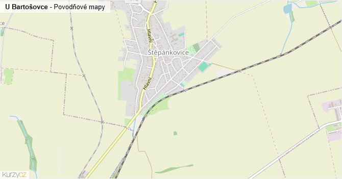 U Bartošovce - záplavové mapy stoleté vody