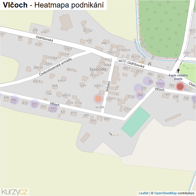 Mapa Vlčoch - Firmy v ulici.