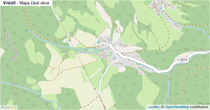 Vrtěžíř - mapa části obce