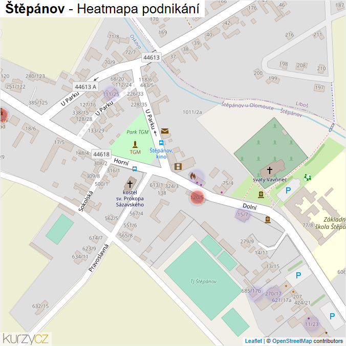 Mapa Štěpánov - Firmy v obci.