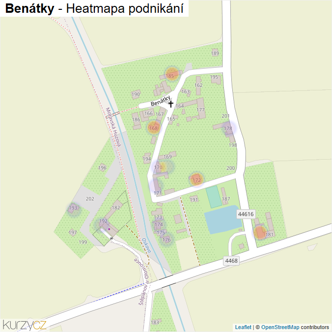 Mapa Benátky - Firmy v ulici.