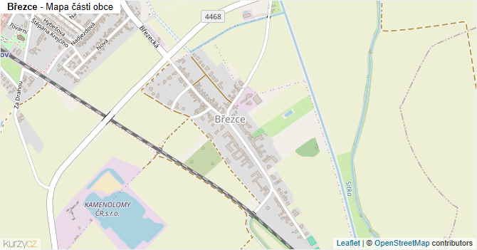 Březce - mapa části obce