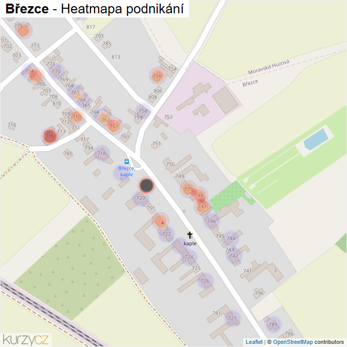 Mapa Březce - Firmy v části obce.
