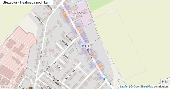 Březecká - mapa podnikání