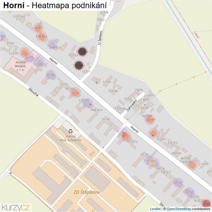 Mapa Horní - Firmy v ulici.
