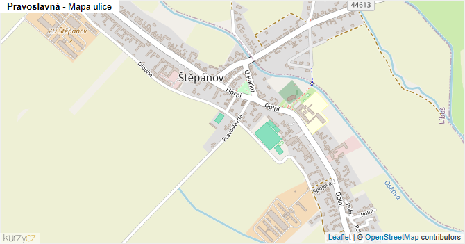 Pravoslavná - mapa ulice