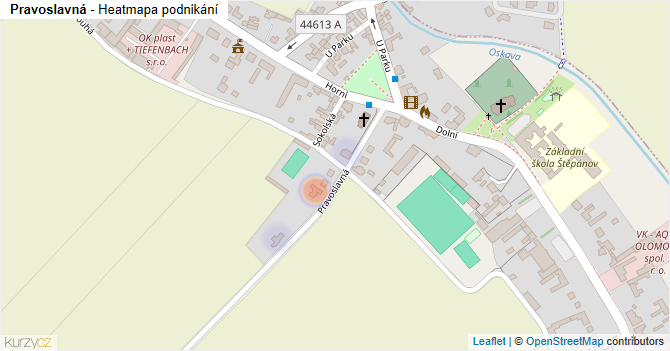 Pravoslavná - mapa podnikání