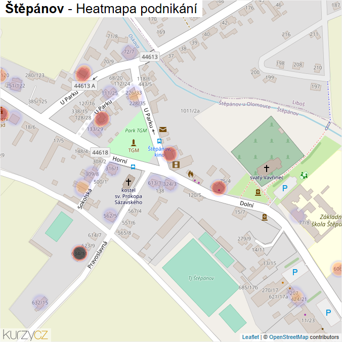 Mapa Štěpánov - Firmy v části obce.