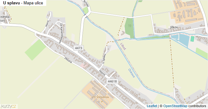 U splavu - mapa ulice