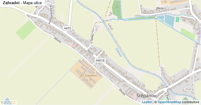Zahradní - mapa ulice