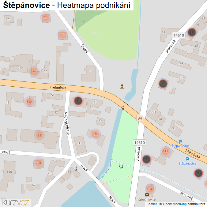 Mapa Štěpánovice - Firmy v obci.