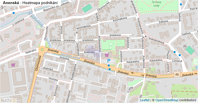Anenská - mapa podnikání