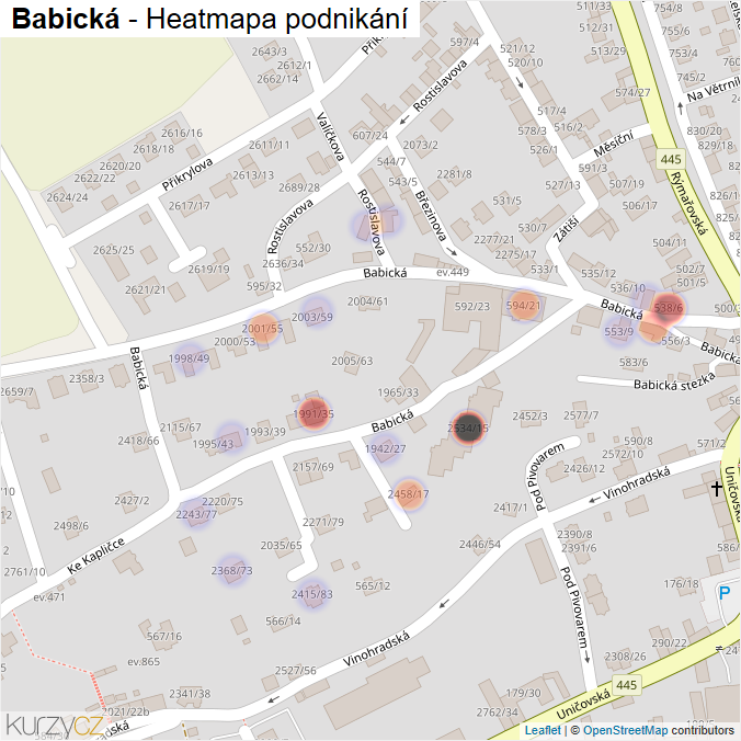 Mapa Babická - Firmy v ulici.