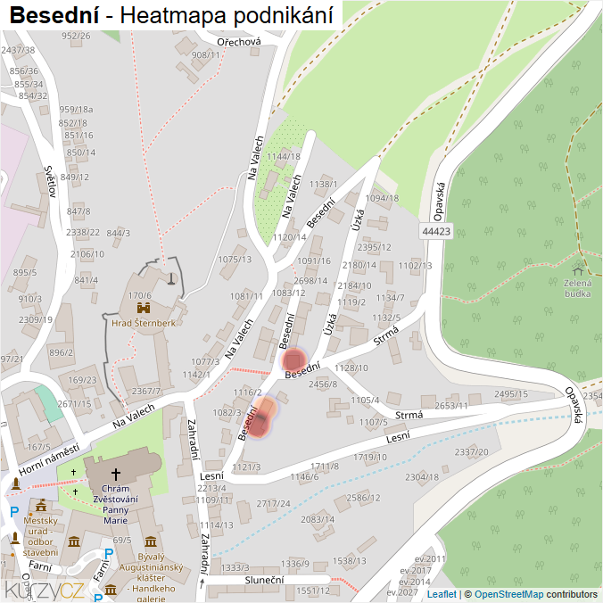 Mapa Besední - Firmy v ulici.