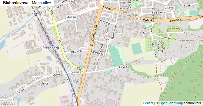 Blahoslavova - mapa ulice