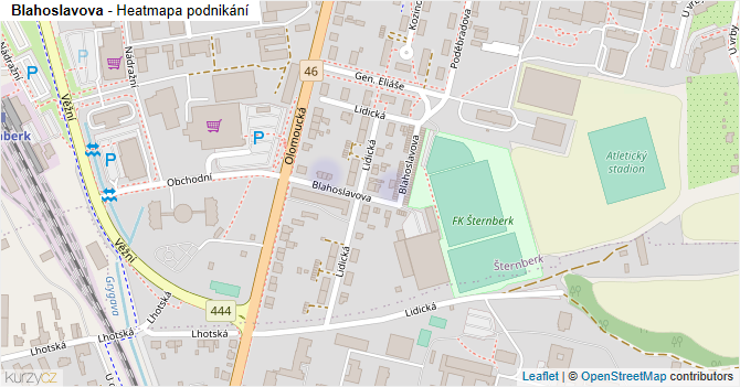 Blahoslavova - mapa podnikání