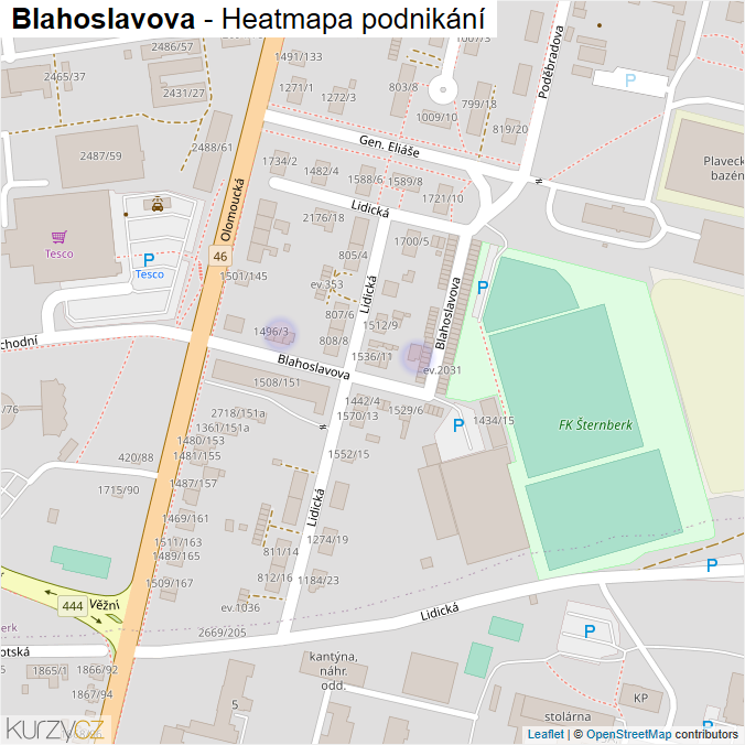 Mapa Blahoslavova - Firmy v ulici.