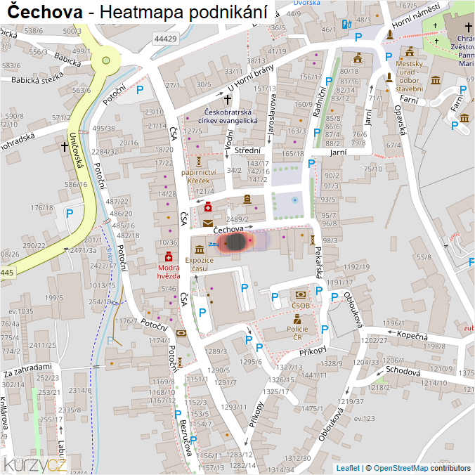 Mapa Čechova - Firmy v ulici.