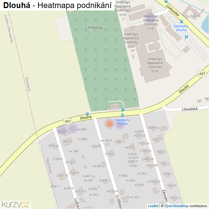 Mapa Dlouhá - Firmy v ulici.