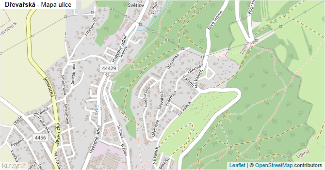 Dřevařská - mapa ulice