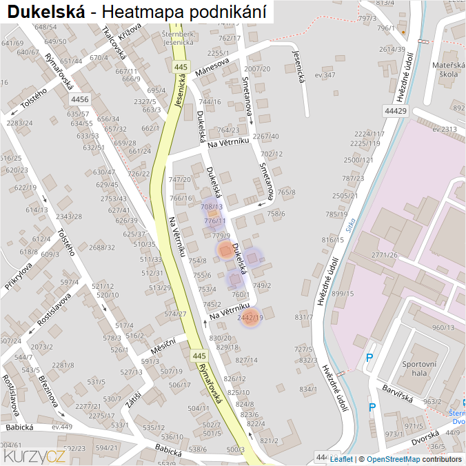 Mapa Dukelská - Firmy v ulici.