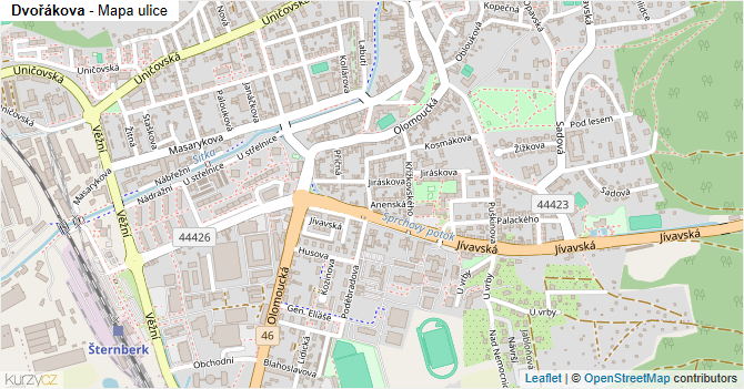 Dvořákova - mapa ulice