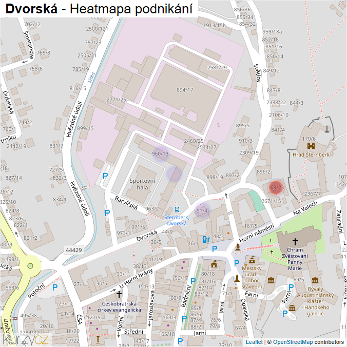 Mapa Dvorská - Firmy v ulici.