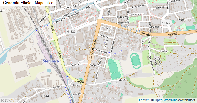 Generála Eliáše - mapa ulice