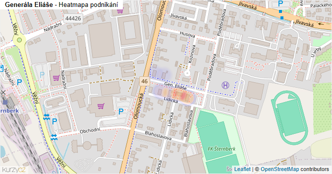Generála Eliáše - mapa podnikání