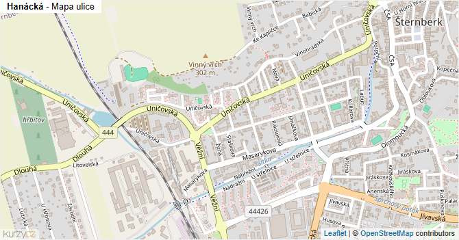 Hanácká - mapa ulice