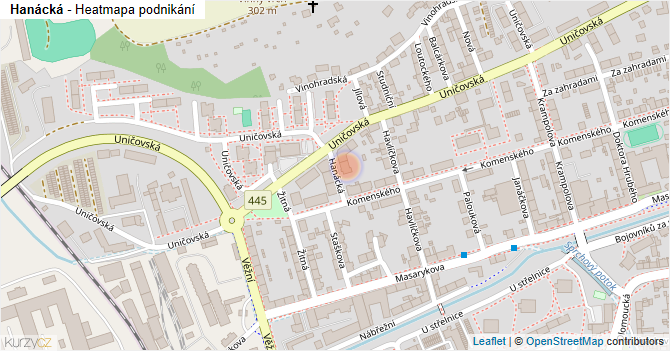 Hanácká - mapa podnikání