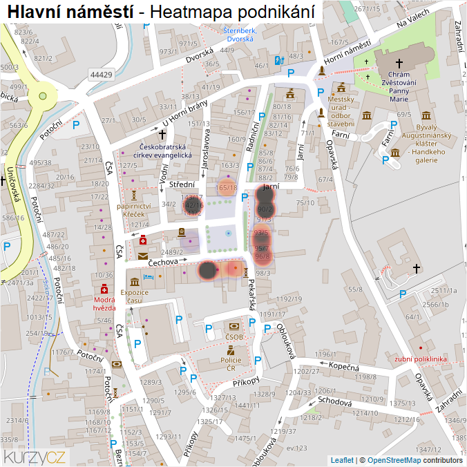 Mapa Hlavní náměstí - Firmy v ulici.