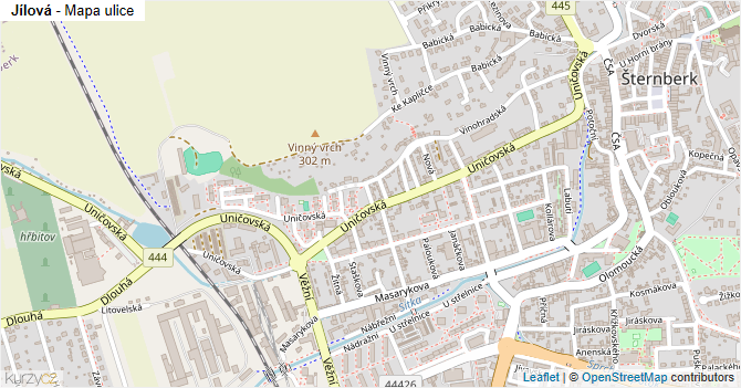 Jílová - mapa ulice