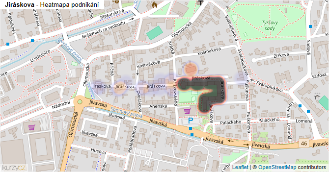Jiráskova - mapa podnikání