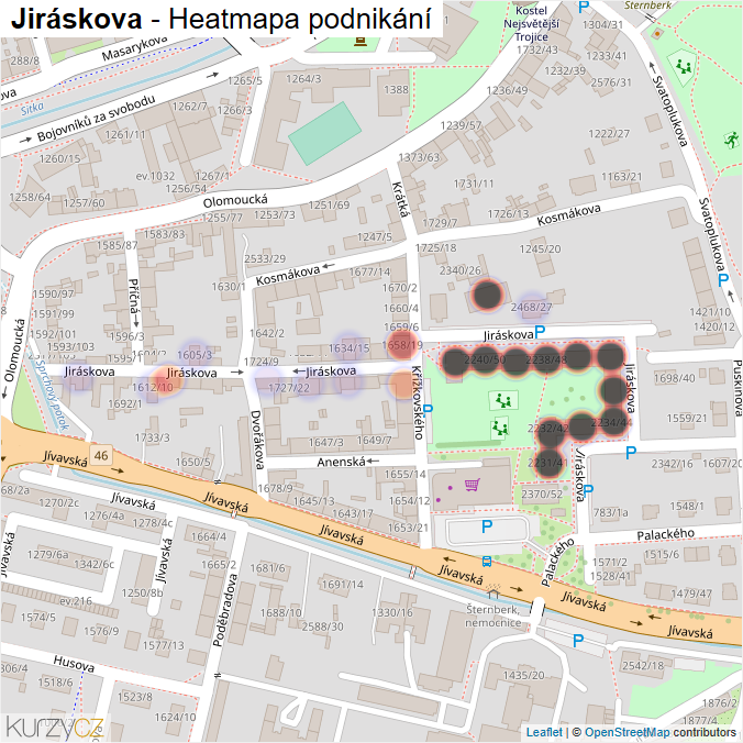Mapa Jiráskova - Firmy v ulici.