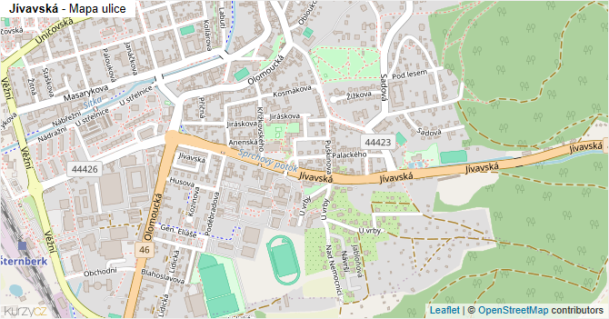Jívavská - mapa ulice