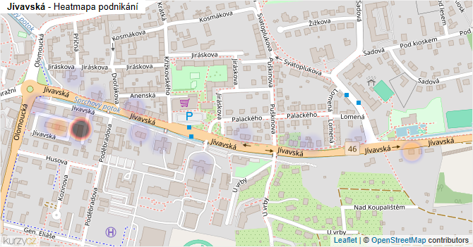 Jívavská - mapa podnikání