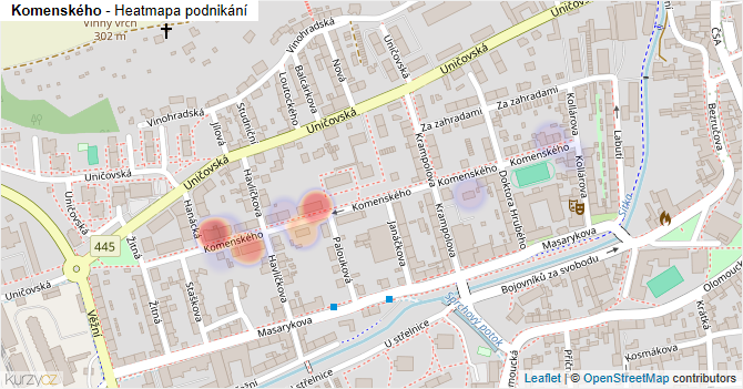 Komenského - mapa podnikání