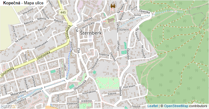 Kopečná - mapa ulice