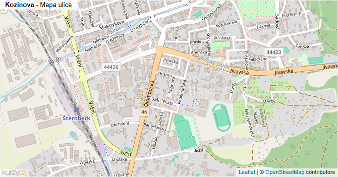 Kozinova - mapa ulice